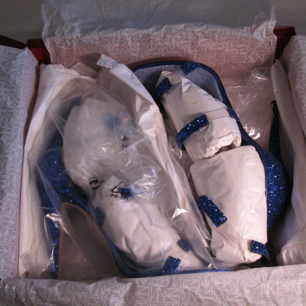 Tamara Mellon Frontline Glitter Heels Cobalt Blue Sz 40 NIB ✨ - Picture 13 of 13